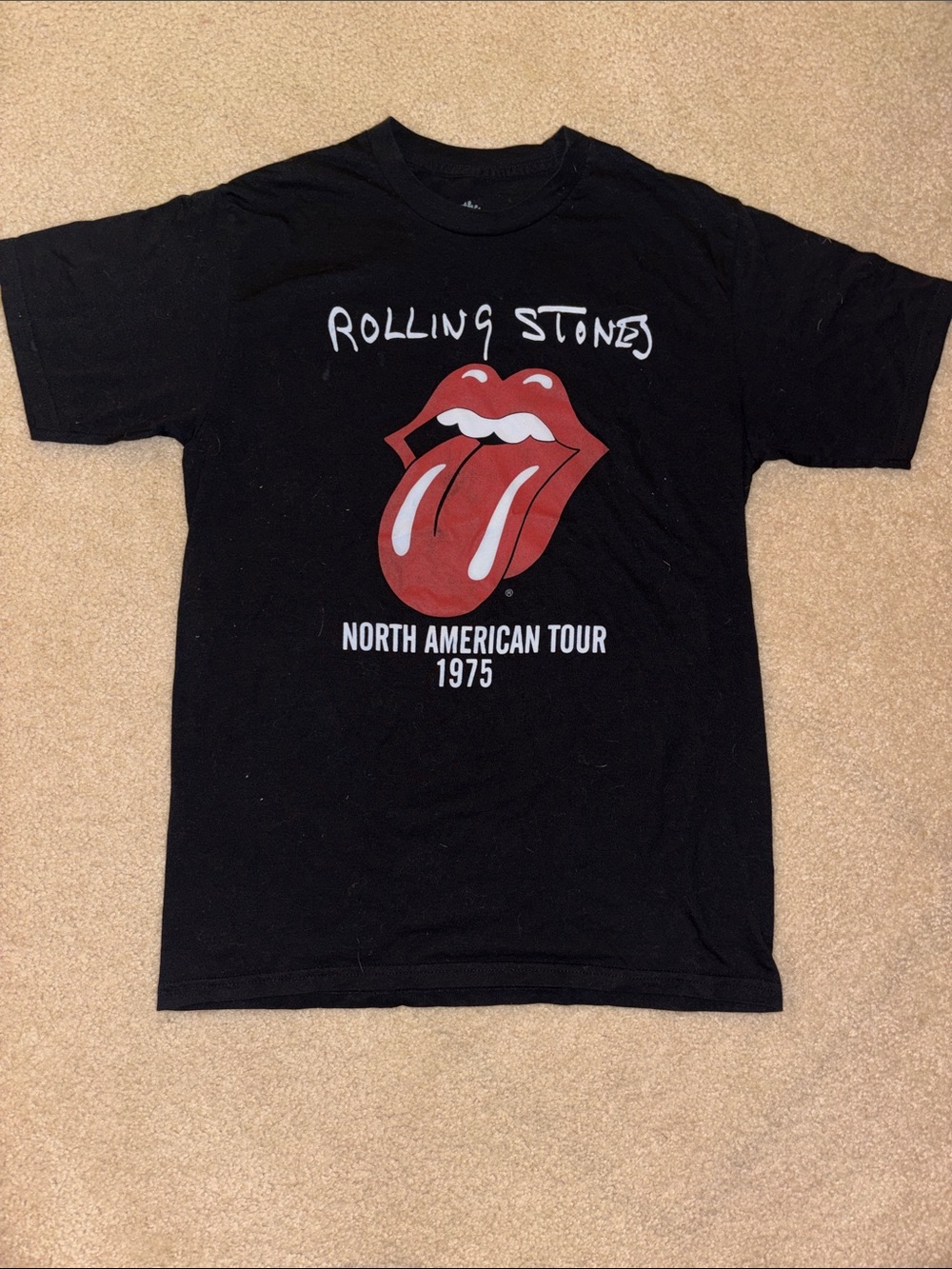 the Rolling Stones Black Tee with Red Tongue Logo